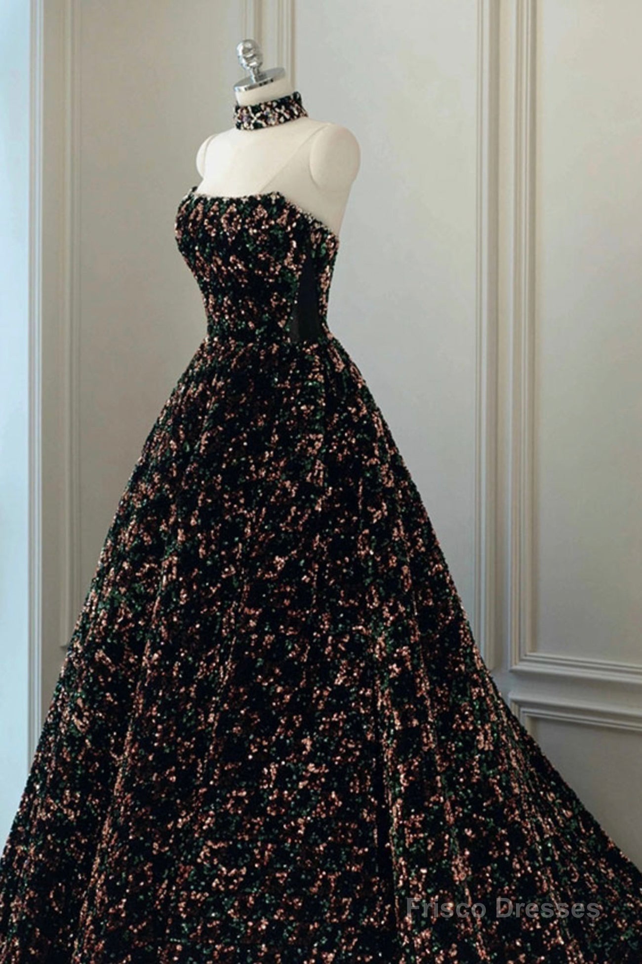 Stylish Sequins Long Prom Dress, A-Line Party Dress Secondary image