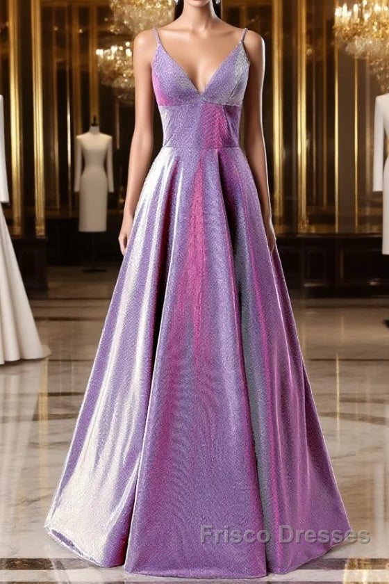 A-Line Long Formal Prom Dress Spaghetti Straps Lilac Evening Dress Main image