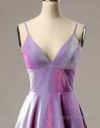 A-Line Long Formal Prom Dress Spaghetti Straps Lilac Evening Dress