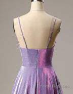A-Line Long Formal Prom Dress Spaghetti Straps Lilac Evening Dress