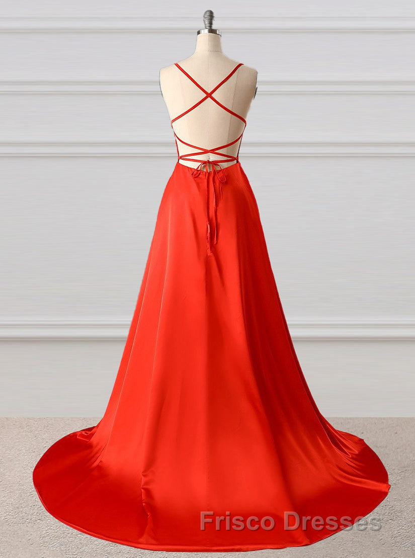 A-Line Formal Prom Dress Side Split Evening Dress