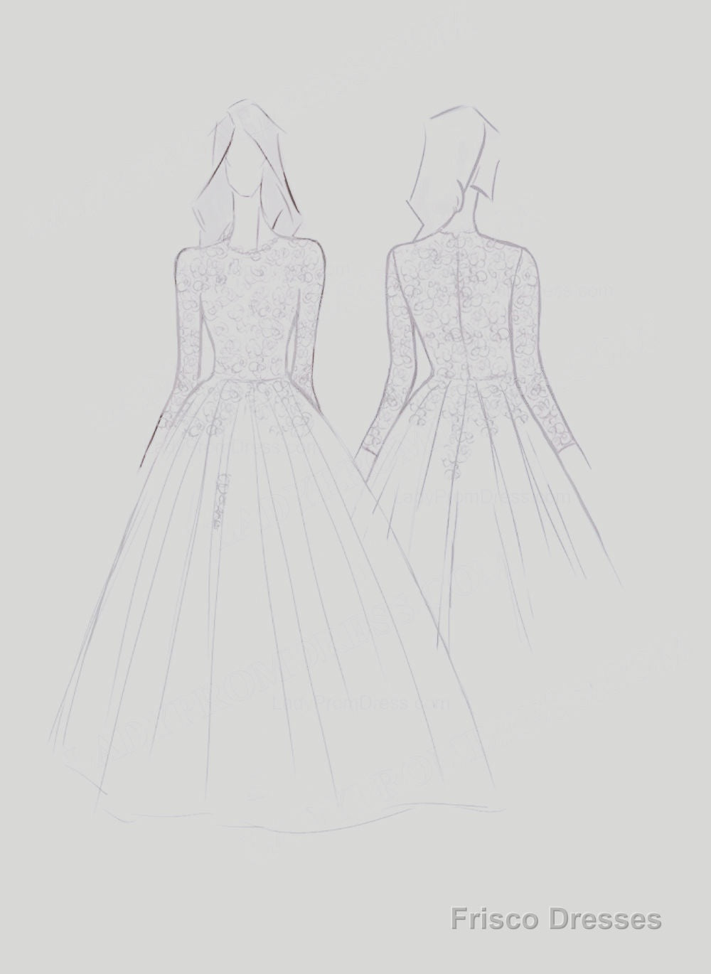 2025 Newest A Line Long Sleeves Tulle With Appliques Wedding Dresses Secondary image