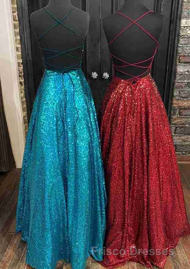 Fantasy Formal Prom Dress, Princess A-line Bateau Sleeveless Sequined Long/Floor-Length Formal Prom Dress