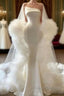 White ruffle mermaid Formal Prom Dress