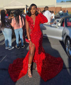 2026 Mermaid Long Red Prom Dresses Party Dress