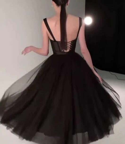 Black Fashion Sweetheart Neck Long Tulle Teen Prom Dress Tulle Formal Dress Evening Gown Graduation Party