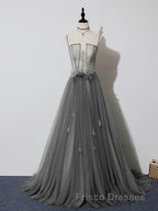 Green Tulle Lace Long Formal Prom Dress, Green Tulle Evening Dress, 3