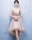 Champagne Satin Lace Short Prom Dress Champagne Homecoming Dress