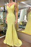 Elegant Yellow Sequins Mermaid Formal Prom Dress