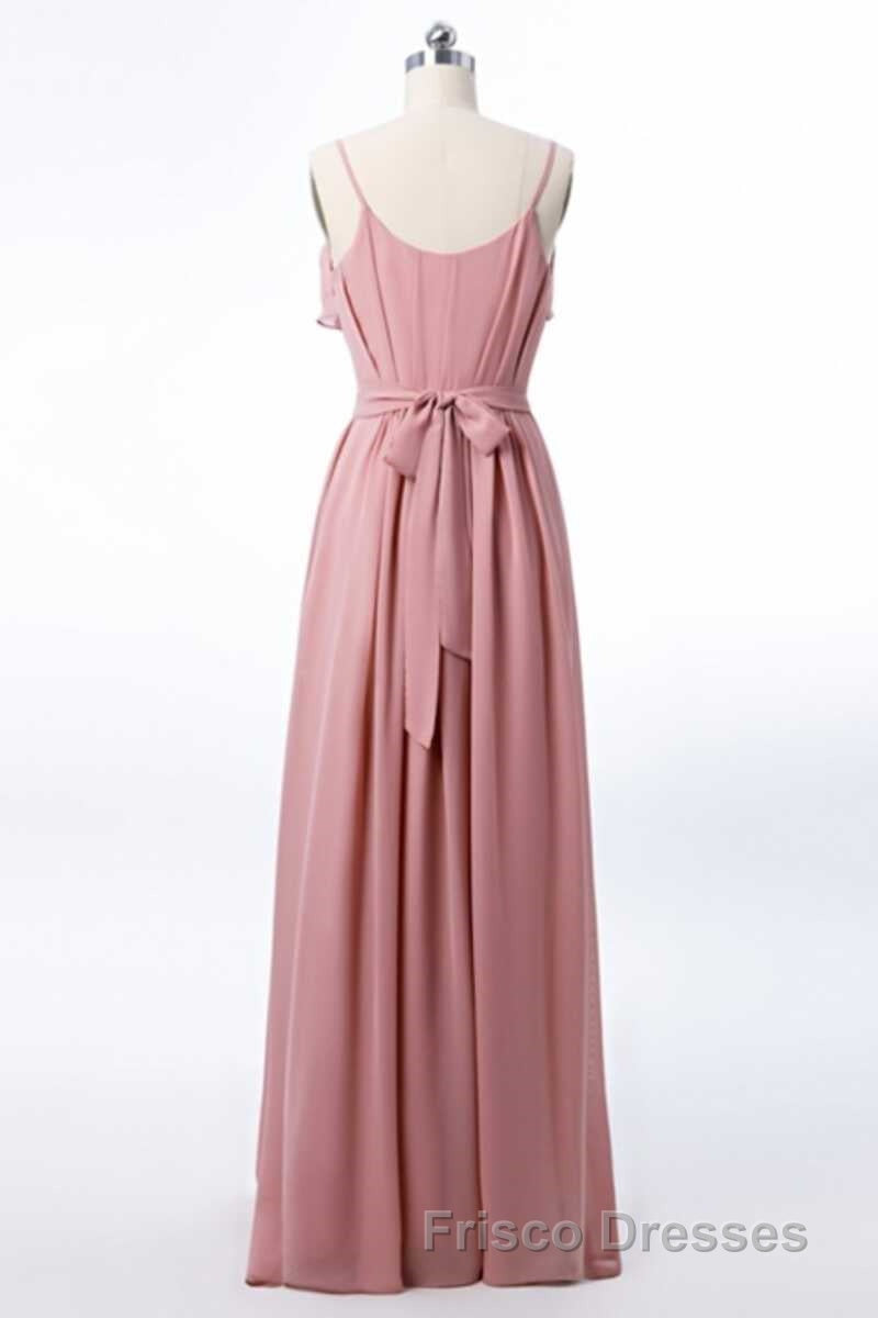 Mauve Pink Chiffon Spaghetti Straps Ruffled A-Line Bridesmaid Dress Secondary image