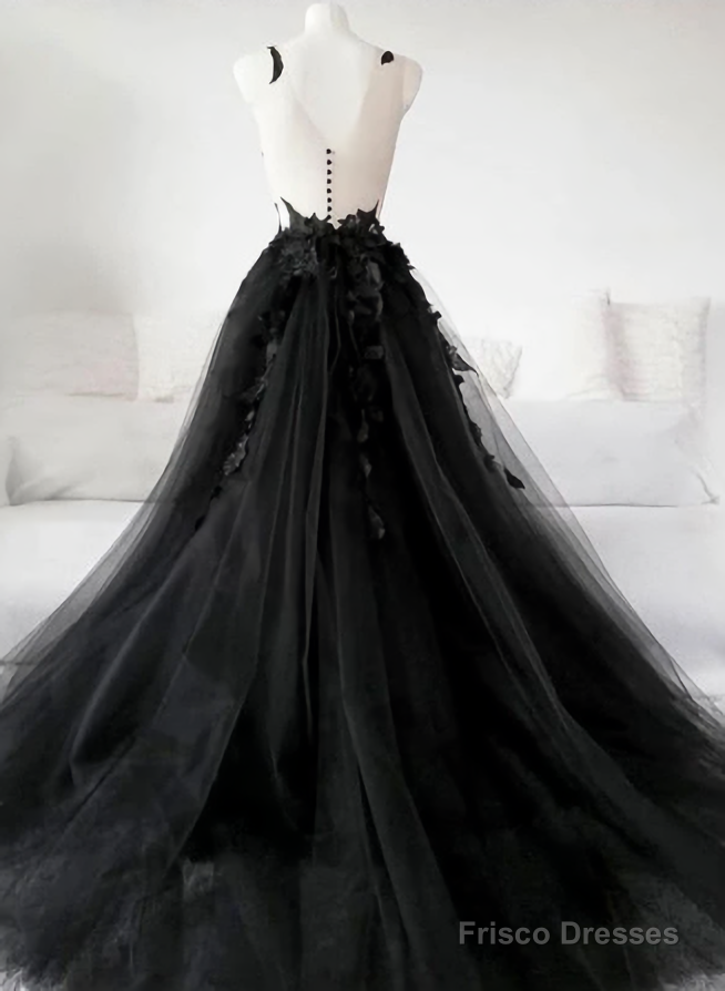 Black Tulle Lace Long Prom Dress, Black Lace Evening Dress, 2303 Secondary image