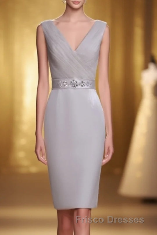 Two Piece Grey High Collar Short Mother of the Bride Dress Main image