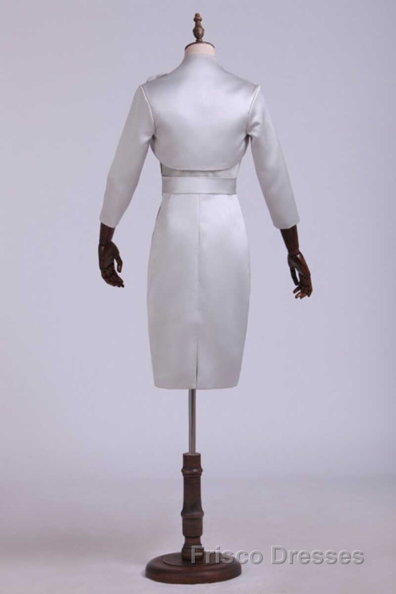 Two Piece Grey High Collar Short Mother of the Bride Dress Secondary image