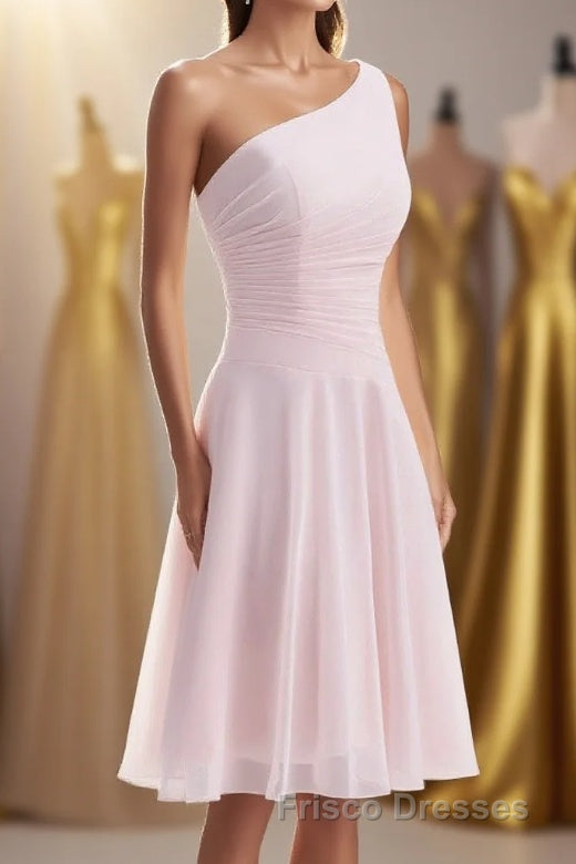 Short Pink One Shoulder Chiffon Homecoming Dress Main image