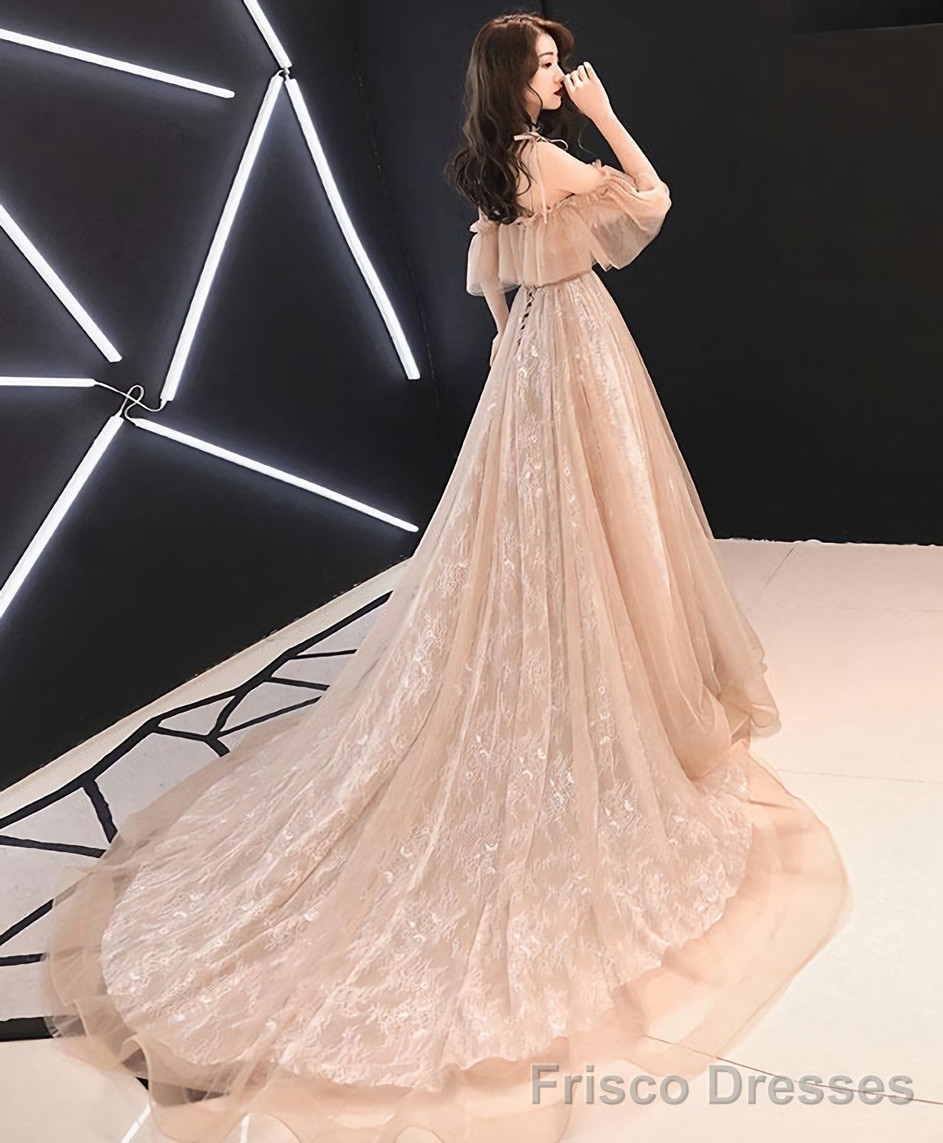 Pink Tulle Long Prom Dress Pink Tulle Evening Dress