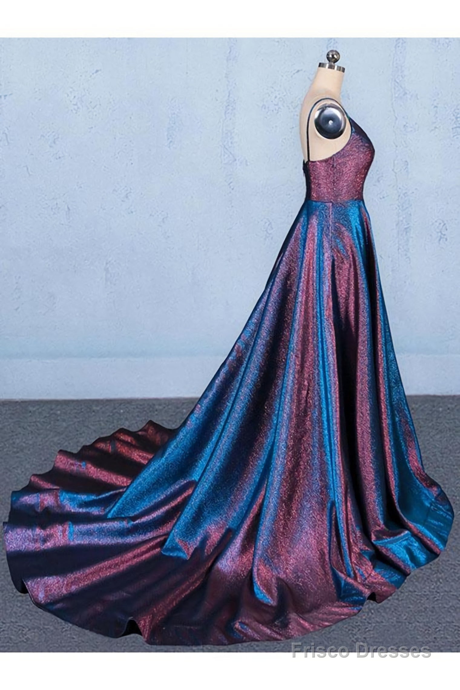 A Line V Neck Sleeveless Prom Dress, Spaghetti Straps Long Evening Dresses Secondary image