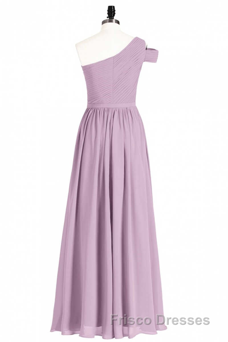 Dusty Purple Chiffon One-Shoulder A-Line Long Bridesmaid Dress Secondary image