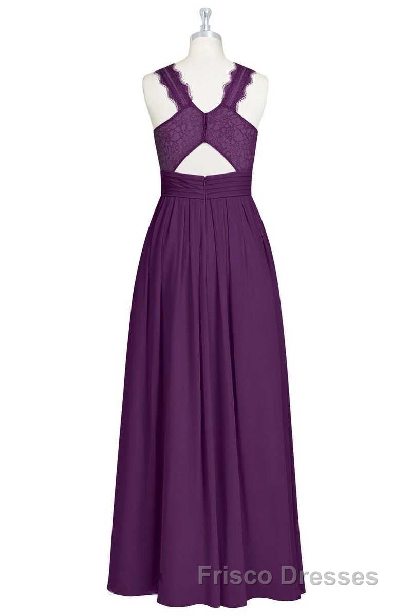 Magenta Chiffon Halter Cutout Back Long Bridesmaid Dress Secondary image