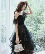 Black Tulle Short Prom Dress, Black Homecoming Dress