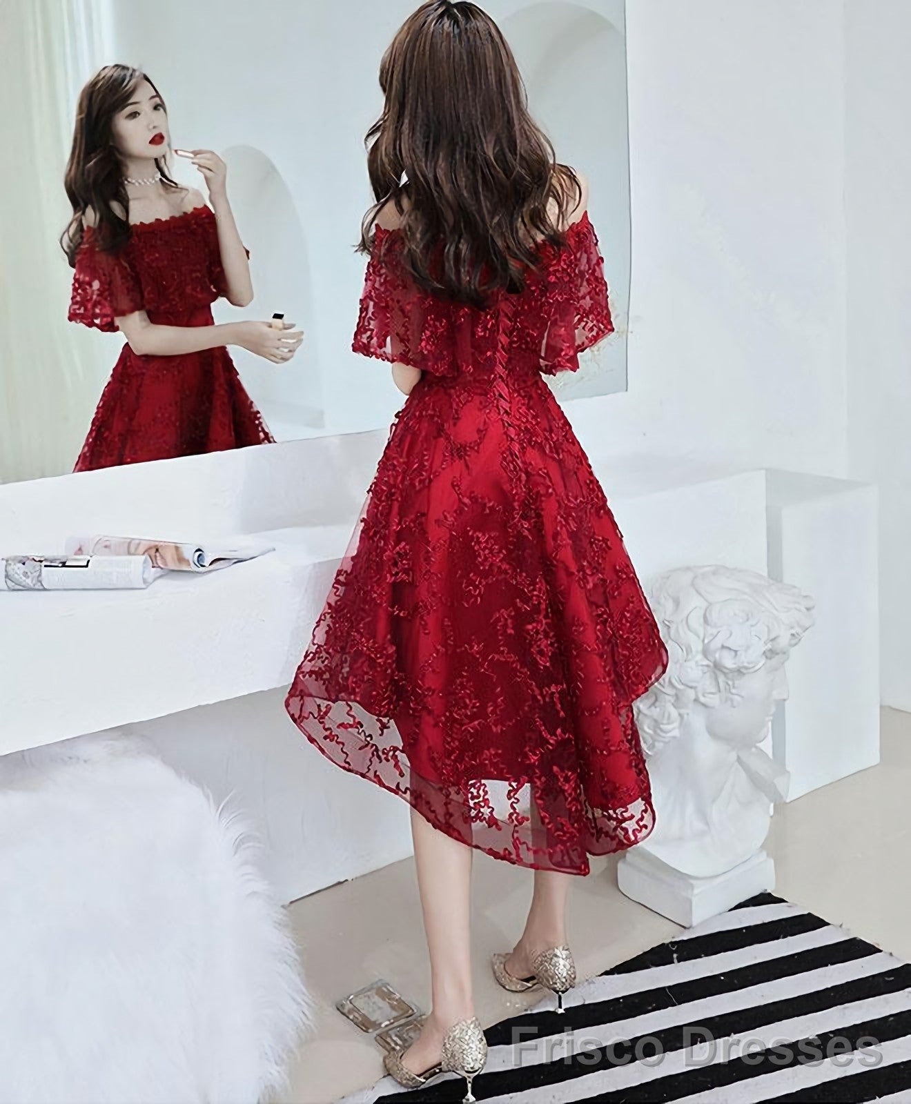 Burgundy Tulle Lace Short Prom Dress Burgundy Homecoming Dress 5 Secondary image