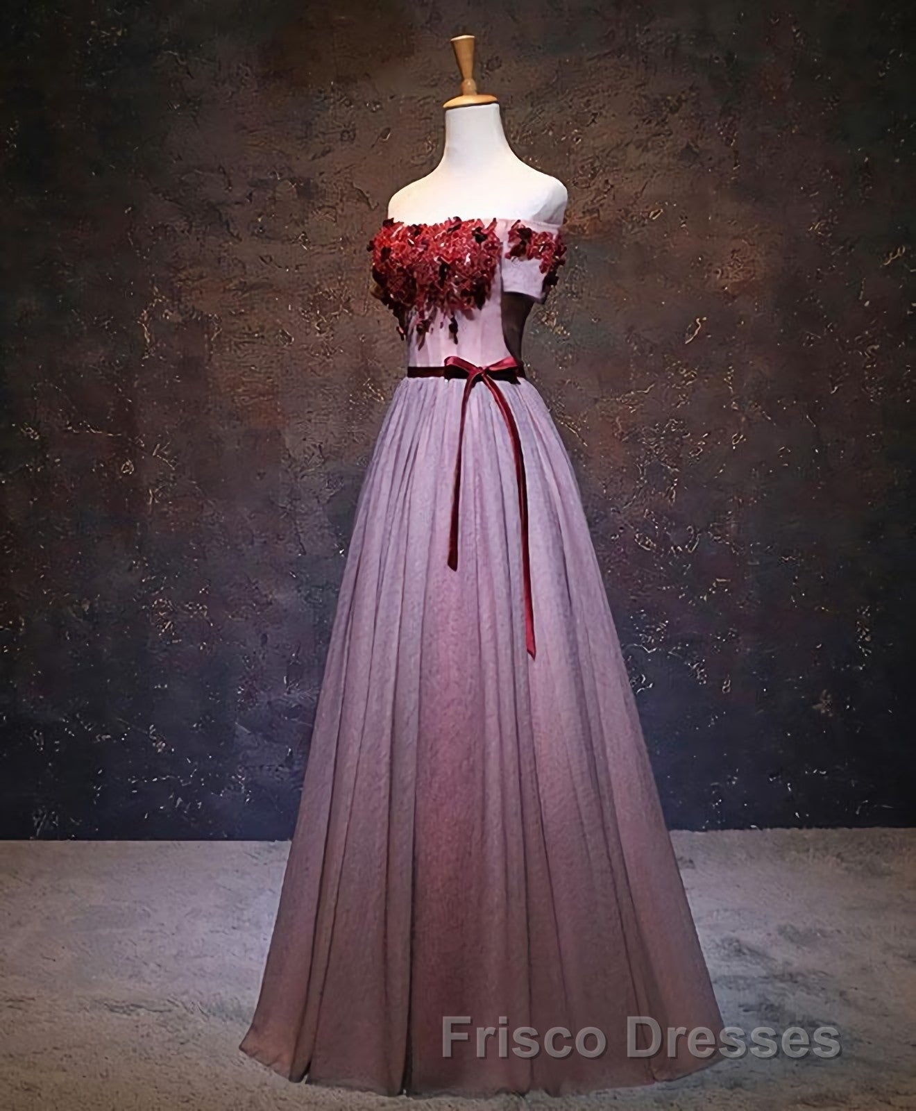 Pink Tulle Lace Applique Long Formal Prom Dress, Evening Dress