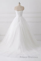 Ball Gown Strapless Sleeveless Lace Up Wedding Dress