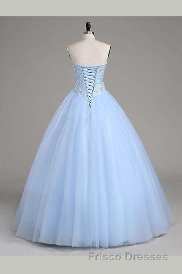 Light Blue Ball Gown Floor Length Sweetheart Strapless Sleevless Beading Formal Prom Dress Secondary image