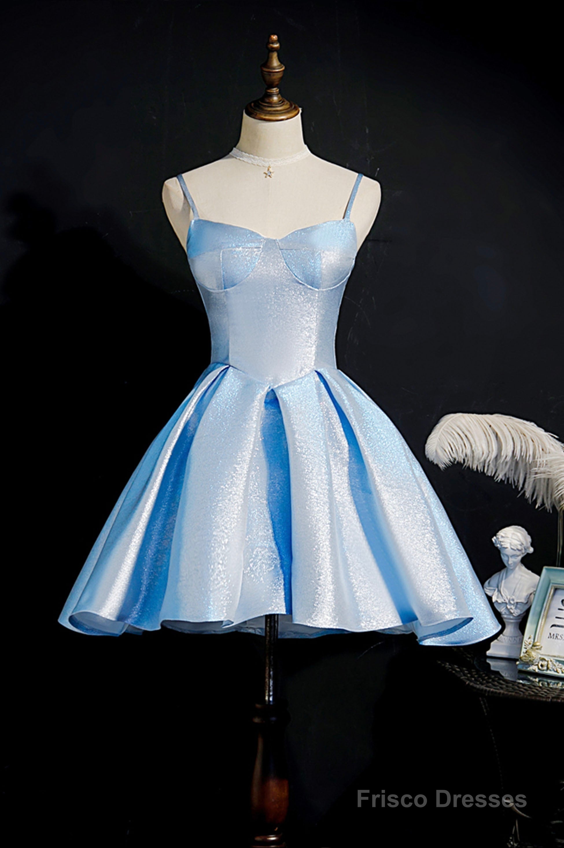Simple Satin Short Prom Dress, A-Line Blue Party Dress Main image