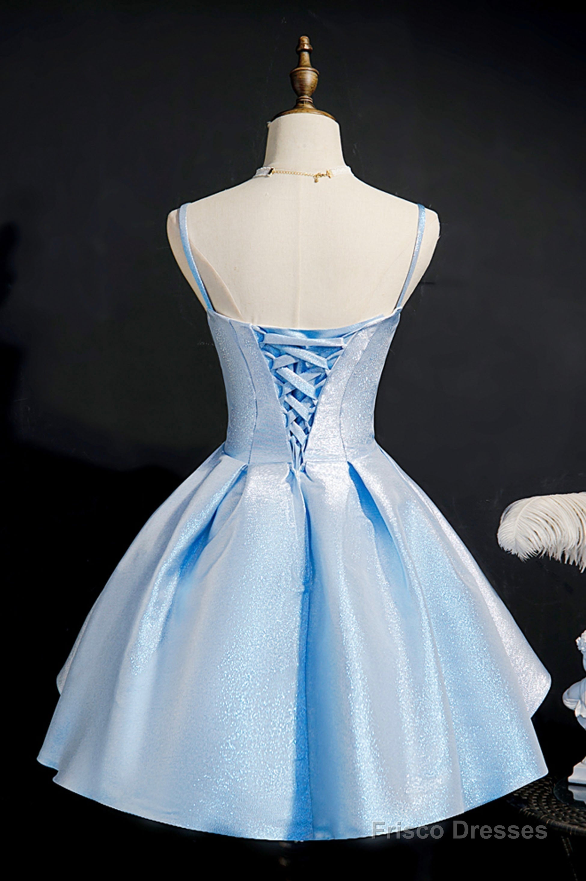 Simple Satin Short Prom Dress, A-Line Blue Party Dress