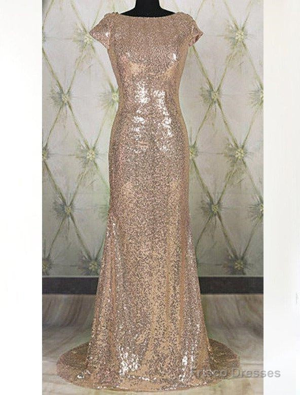 Floor-Length/Long Bateau Neck Column/Sheath Sequined Prom Dresses Secondary image