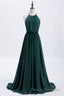 Hunter Green Halter Chiffon A-line Long Bridesmaid Dress