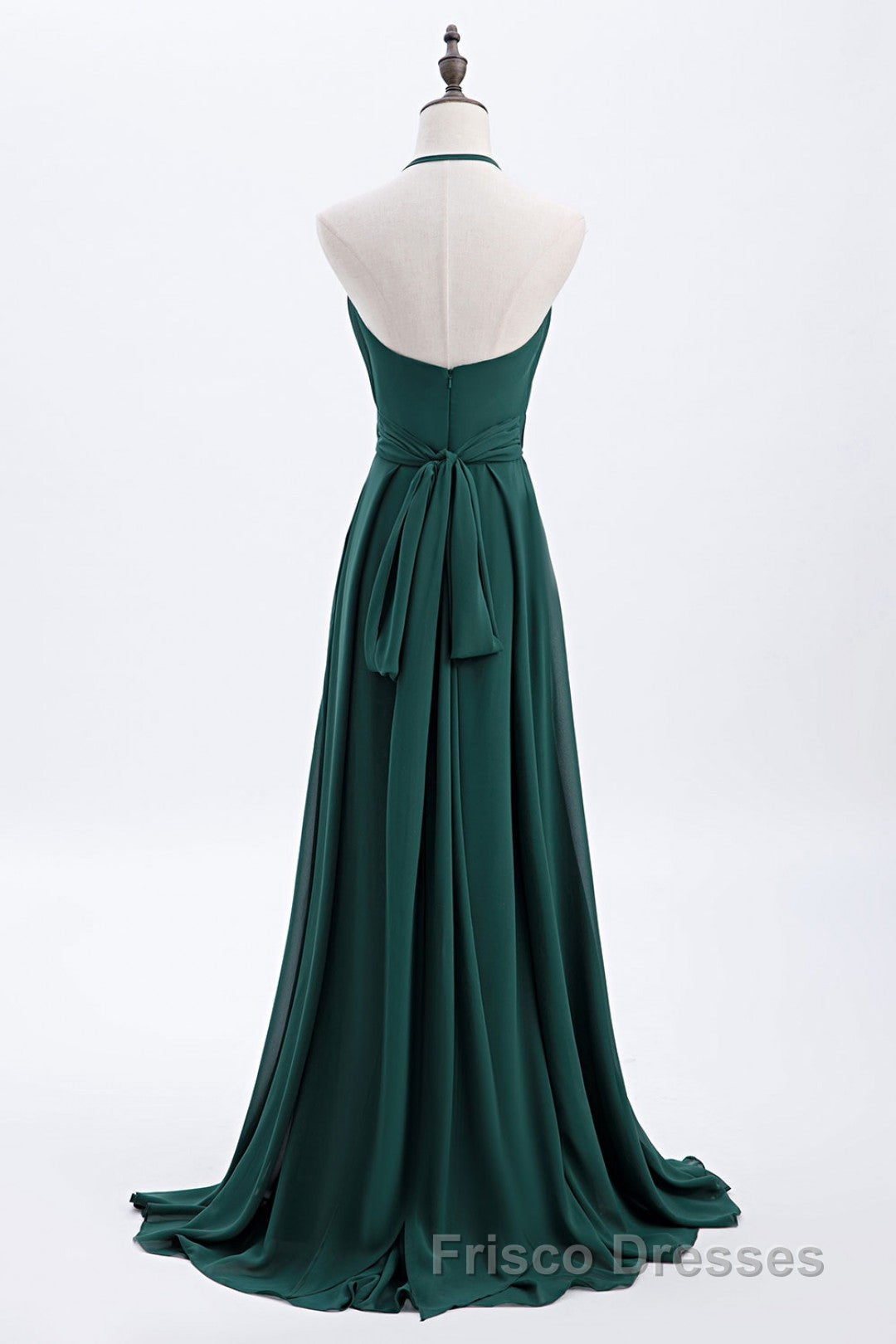 Hunter Green Halter Chiffon A-line Long Bridesmaid Dress Secondary image