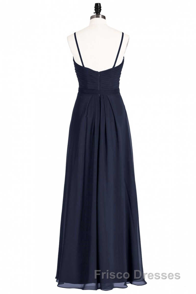 Black Chiffon Sweetheart Spaghetti Straps A-Line Long Bridesmaid Dress Secondary image