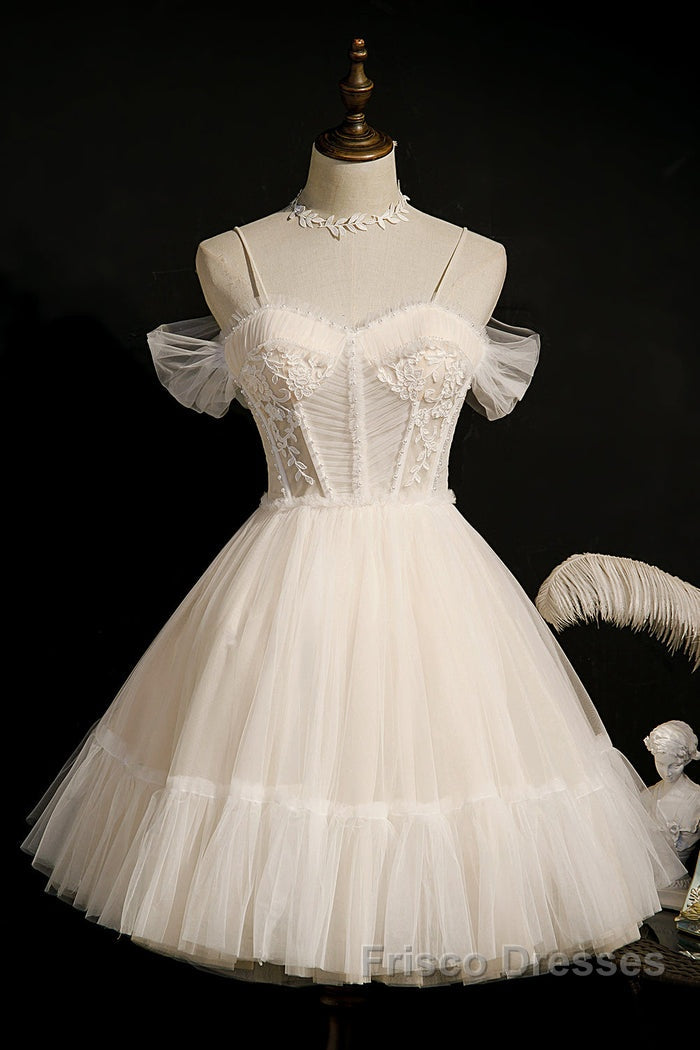 Cute Spaghetti Strap Tulle Short Homecoming Dress Secondary image