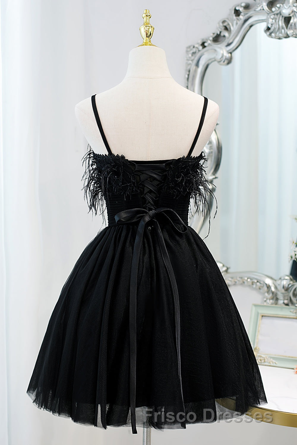 open lace back dress Chic Sleeveless Spaghetti Straps Tulle Princess Homecoming Dress – Frisco  Dresses