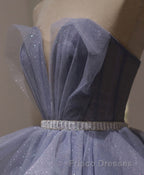 Purple Sweetheart Neck Tulle Sequin Long Formal Prom Dress, Tulle Formal Prom Dress