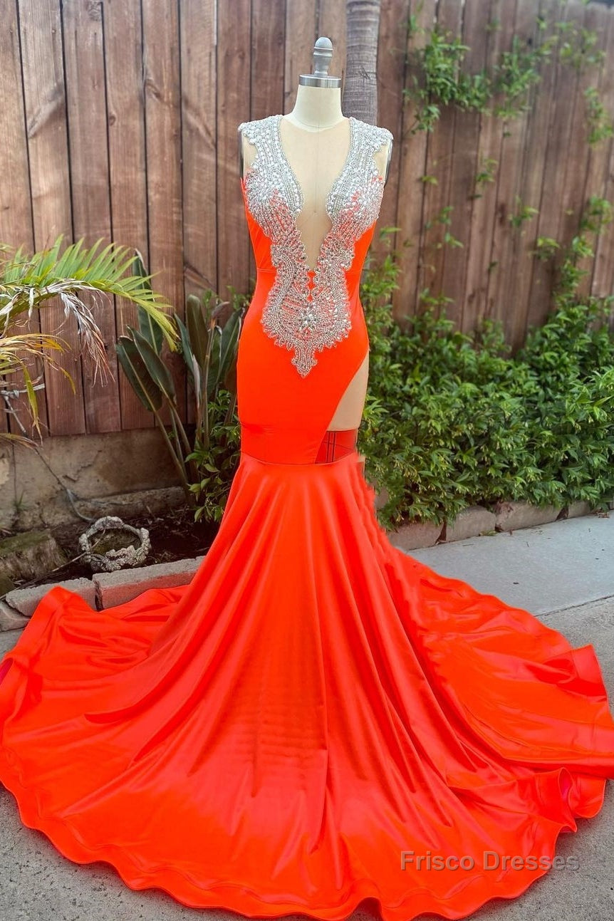 Ruby Cutout Mermaid Court Train Silver Sequined Prom Dresses Main image
