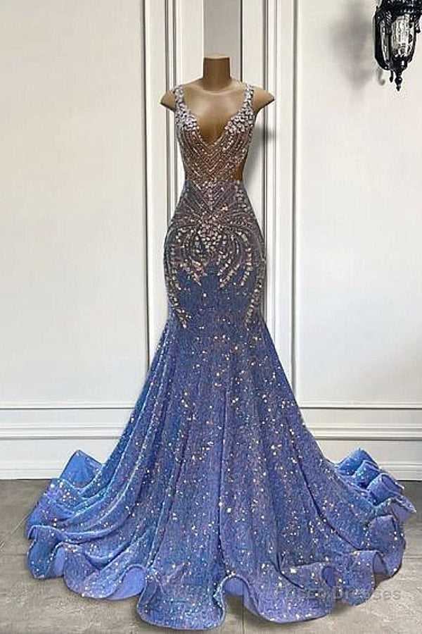 Sparkle Beaded Sequin Mermaid SIiver Beaded Prom Dresses Main image