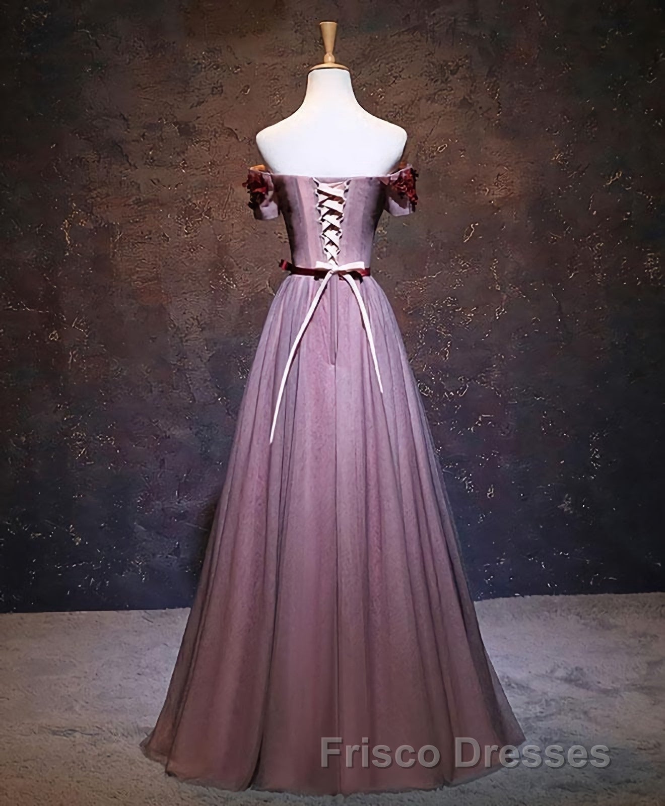 Pink Tulle Lace Applique Long Formal Prom Dress, Evening Dress