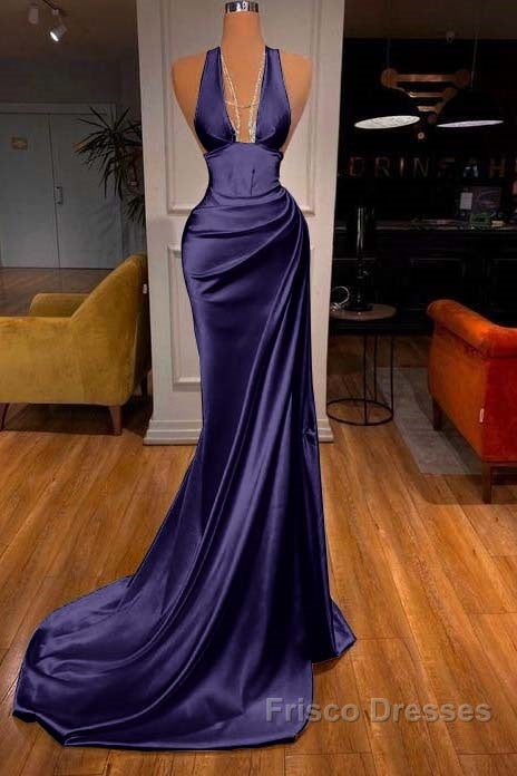 Halter V-Neck Mermaid Formal Prom Dress Elegant