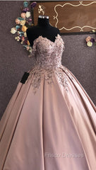3D Lace Flowers Embroidery Sweetheart Satin Wedding Dress Ballgown