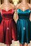 Sweetheart A-Line Satin Red Homecoming Dress