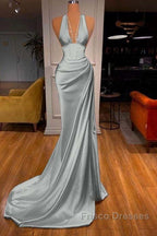 Halter V-Neck Mermaid Formal Prom Dress Elegant