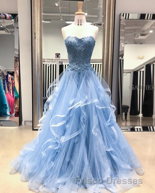 Gorgeous A Line Sweetheart Appliques Lace Formal Prom Dress with Ruffles Secondary image