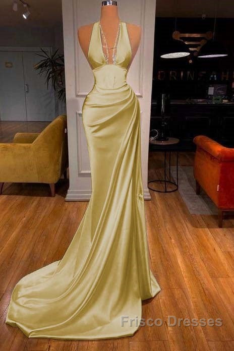 Halter V-Neck Mermaid Formal Prom Dress Elegant