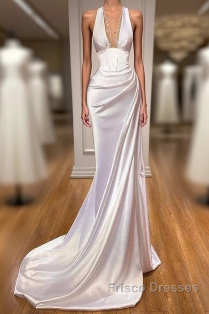 Halter V-Neck Mermaid Formal Prom Dress Elegant