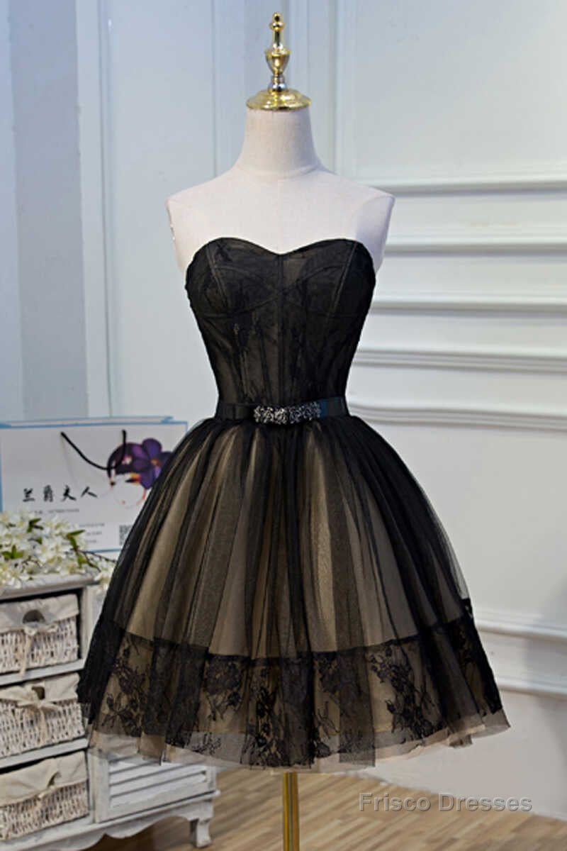 A-Line Black Lace Sweetheart Homecoming Dress Main image