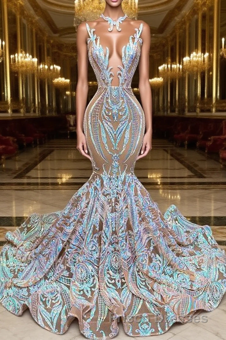 Chic Sequins Mermaid Formal Prom Dress Sparkle Evening Dress On Sale Main image