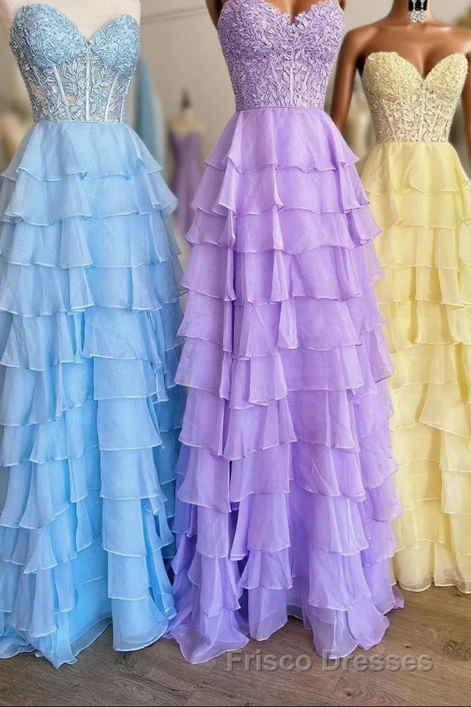 Lavender Illusion Halter Flower Appliques Multi-Layers Long Formal Prom Dress