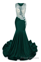 Portrait Trumpet Sweep Train Sleeveless Beading Evening Dresses